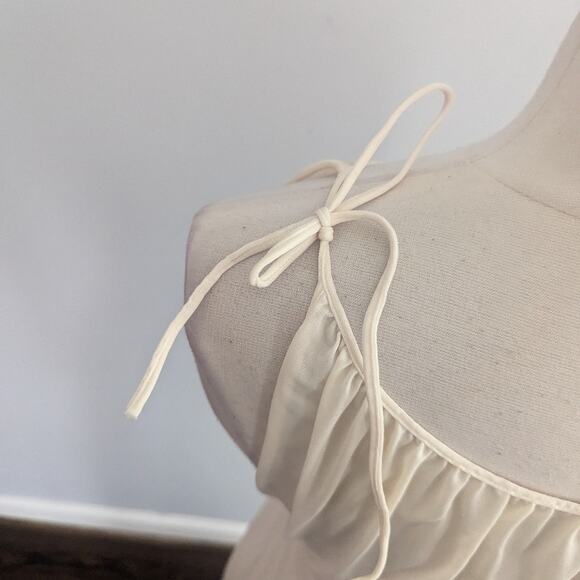 Vintage Women's Lingerie Slip Cream Shadowline 36 Tie Sleeve Knot Maxi - Picture 10 of 11